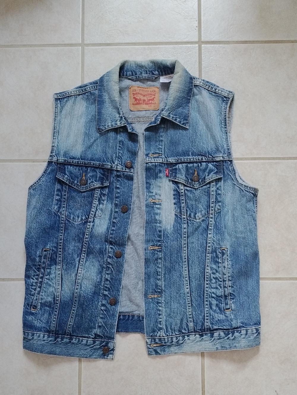 Levi's Vintage Blue Denim Vest - Distressed Look
